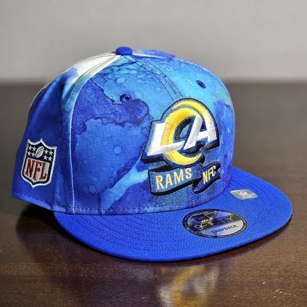 Los Angeles Rams New Era Sideline Ink Dye Snapback Cap Blue White 9Fifty 950 New